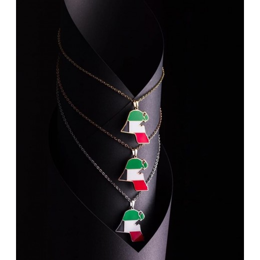 Flora Colored Kuwait Map Necklace