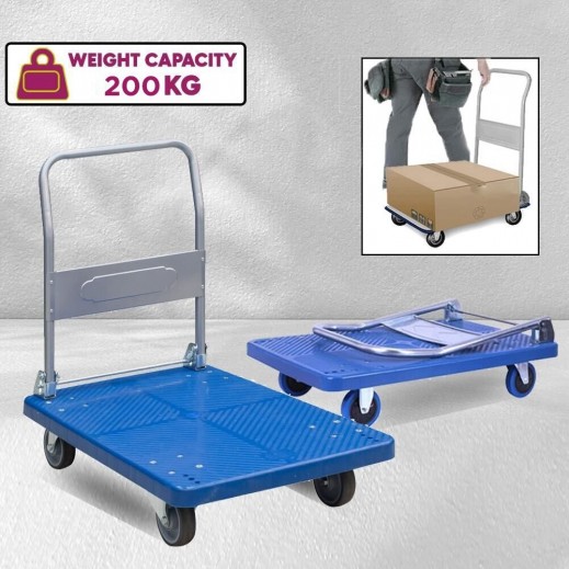Foldable Hand Trolley Blue 720 x 480 x 830 mm - delivered by Taw9eel Fast
