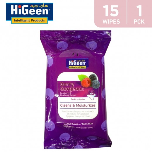 HiGeen Berry Gorgeous Anti Bacterial Wipes 15 Pieces