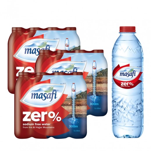 Masafi Zero % Sodium Free Water 12 x 500 ml 3 Packs