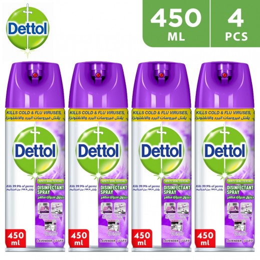 Buy Dettol Lavender Disinfectant Spray 4 x 450 ml توصيل