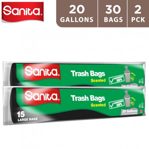 Sanita Biodegradable Scented Trash Bags 20 Gallons 2 × 15 Bags 
