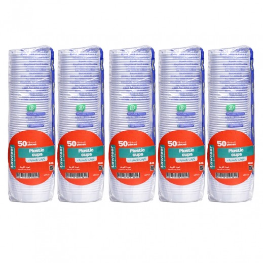 Tawfeer Plastic Cups 6Oz 5 x 50 Pieces