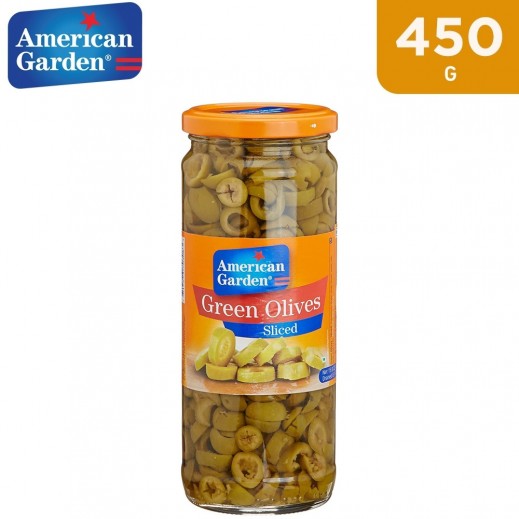 American Garden Sliced Green Olives 450 g - delivered by Taw9eel Fast