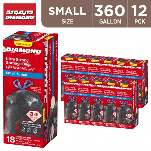 Buy Diamond Ultra Strong Garbage Bags Small (30 Gallon) 12 Packs توصيل