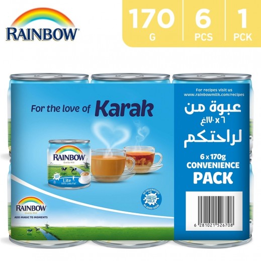 Rainbow Lite Evaporated Milk 6 x 170 g - delivered by Taw9eel Fast