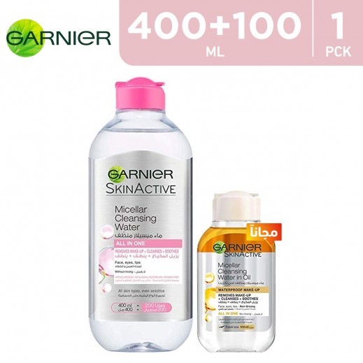 Garnier Micellar Cleansing Water 400 ml + Micellar Water With Oil 100 ml Free - delivered by Taw9eel Fast