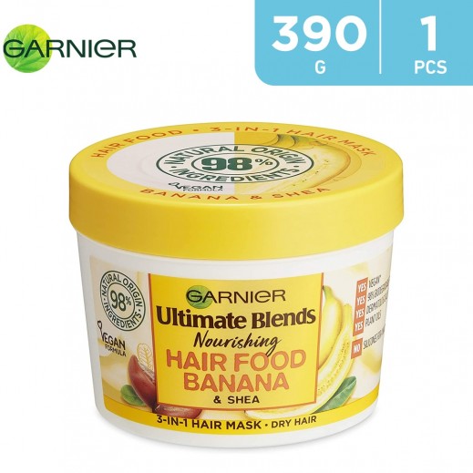 Garnier Ultimate Blends Hair Food Banana & Shea 3 in 1 Hair Mask 390 ml - delivered by Taw9eel Fast