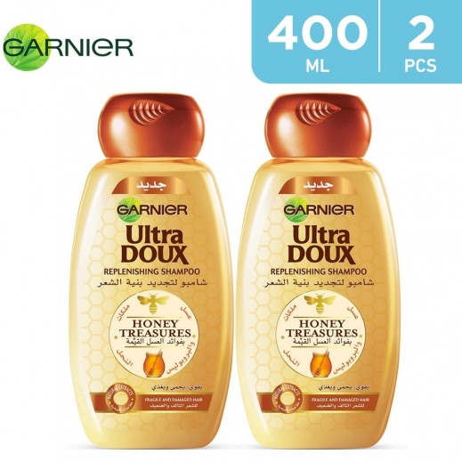 Garnier Ultra Doux Honey Treasures Replenishing Shampoo 2 x 400 ml - delivered by Taw9eel Fast