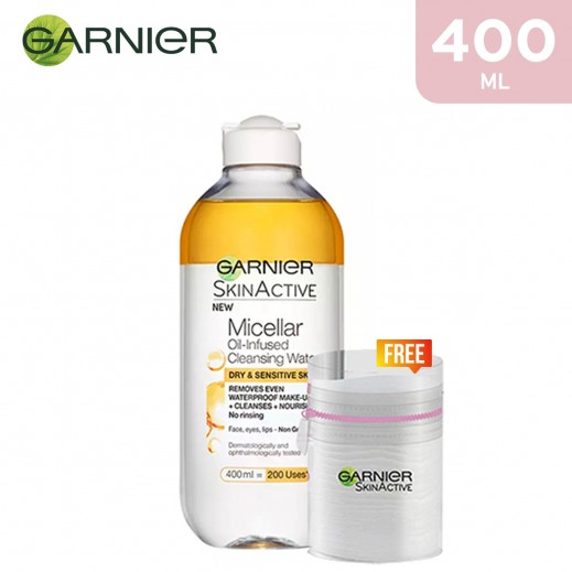 Garnier Micellar Cleansing Water (400 ml) + Free Cotton Pads - delivered by Taw9eel Fast