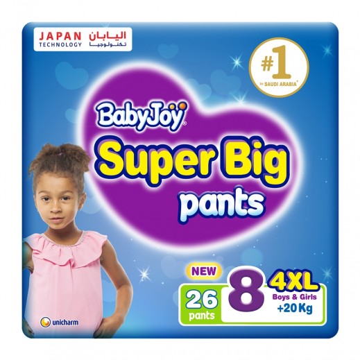 Babyjoy Super Big Pants Unisex Size 8 (20+ Kg) 4XL 26 Pieces - delivered by Taw9eel Fast