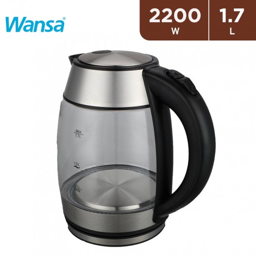 Wansa 2200W 1.7L Electric Glass Kettle