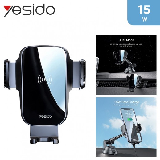 Yesido 15W Qi Car Mount Wireless Fast Charging Holder