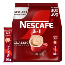 Nescafe 3 in 1 Classic Coffee Mix Pouch 30 x 20 g