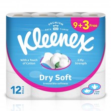 Kleenex Dry Soft Toilet Tissue Paper 2 Ply 200 Sheets 9 + 3 Free