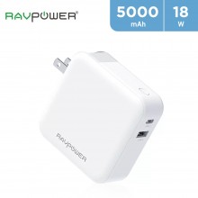 RAVPower 18W 2-Port 5000mAh 2-in-1 Wall Charger & Portable Charger - White