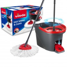 Vileda Easy Wring & Clean Spin Mop & Bucket Set With Foot Pedal 100% Microfibre Mop Head