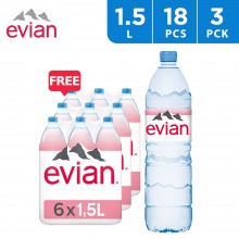 Evian Natural Mineral Water Bottle (6 x 1.5 L) 2 + 1 Free