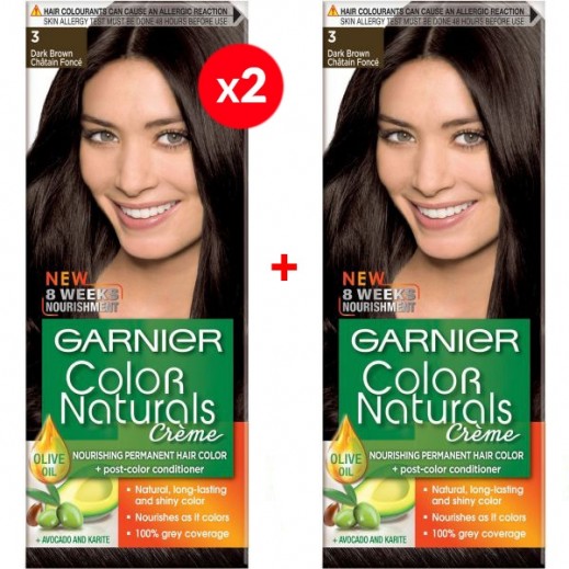 غارنيية - صبغة طبيعية Color Naturals رقم 3 لون بني قاتم (2+1 مجانا)  - يتم التوصيل بواسطة توصيل فاست