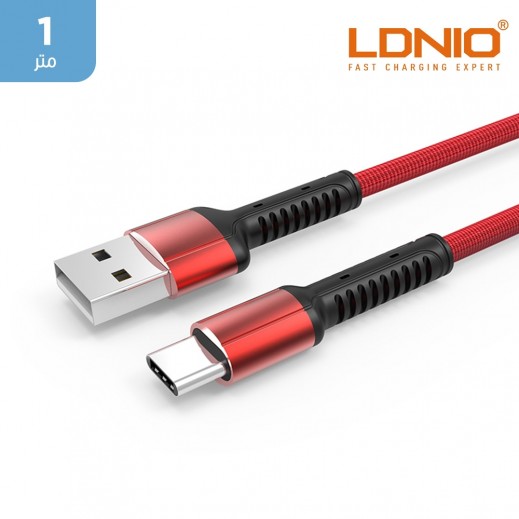 لدنيو - كيبل USB-A الى Type-C بطول 1 متر 2.4 امبير  - احمر