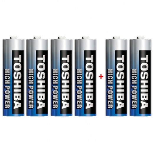 توشيبا – بطارية الكالين  مقاس AA - عبوة 6 حبة (1.5 فولت) - يتم التوصيل بواسطة توصيل فاست