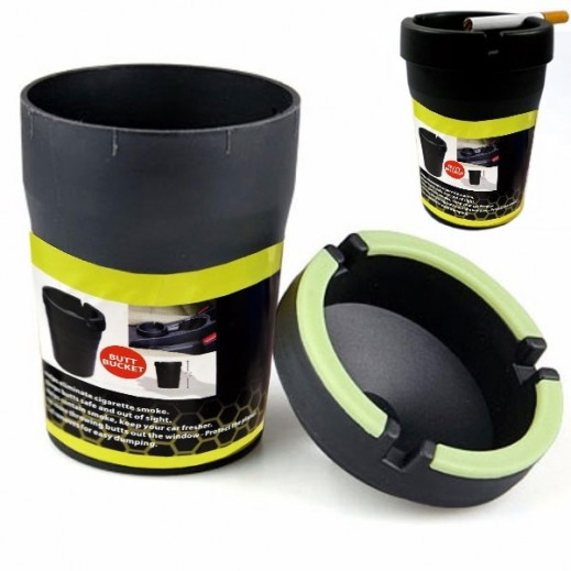 منفضة سجائر بلاستيكية بتصميم أنيق للسيارة - اسود - يتم التوصيل بواسطة توصيل فاست