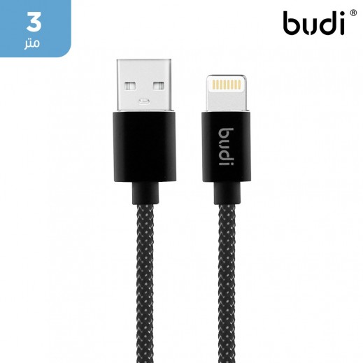 كيبل شحن ومزامنة 3 متر USB الى Lightning من بودي  - يتم التوصيل بواسطة توصيل فاست