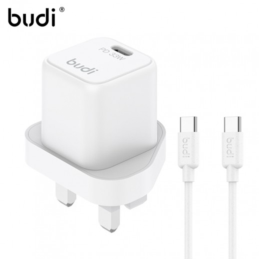  بودي - شاحن حائط يو اس بي سي بتوصيل طاقة نيتريد الغاليوم 33 واط + كابل نوع سي إلى نوع سي 65 واط - يتم التوصيل بواسطة توصيل فاست