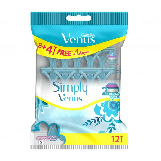 فينوس - ماكينة حلاقة سيمبلي فينوس2 النسائية للإستخدام مرة واحدة: 12 ماكينة - يتم التوصيل بواسطة توصيل فاست