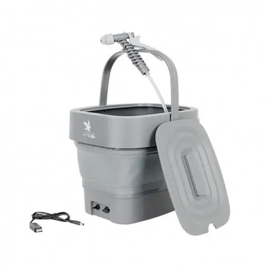 العايش - دلو بلاستيك قابل للطي مع شطاف شحن USB - 10 لتر