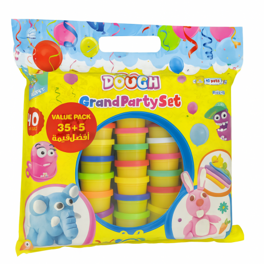 دو داف - مجموعة طين صلصل الحفلات الكبيرة للأطفال 3 سنوات فأكثر - 40 وعاءً