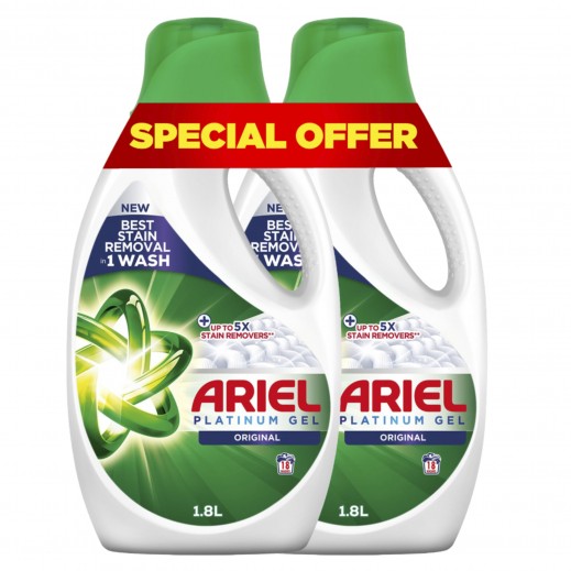 أريال بلاتينيوم كلين سائل غسيل أصلي 2 × 1.8 لتر - يتم التوصيل بواسطة توصيل فاست