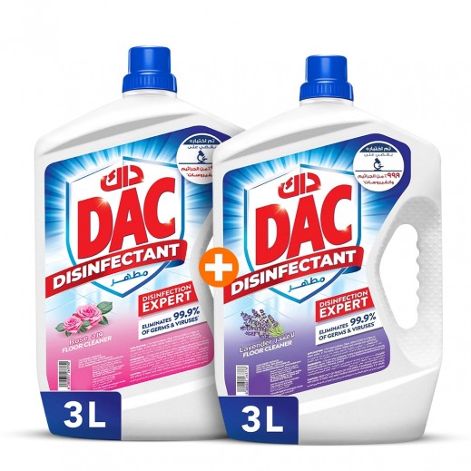 داك مطهر سائل فائق برائحة اللافندر 3 لتر + داك جولد مطهر سائل برائحة الورد 3 لتر