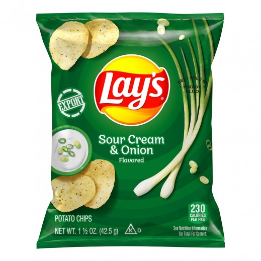 ليز شيبس البطاطس بنكهة الكريمة الحامضة والبصل 42.5 جم