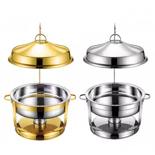 طبق بوفيه ستاليس ستيل مع غطاء تعليق 