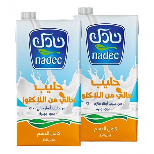 نادك حليب طويل الأمد كامل الدسم خالي من اللاكتوز 2 × 1 لتر