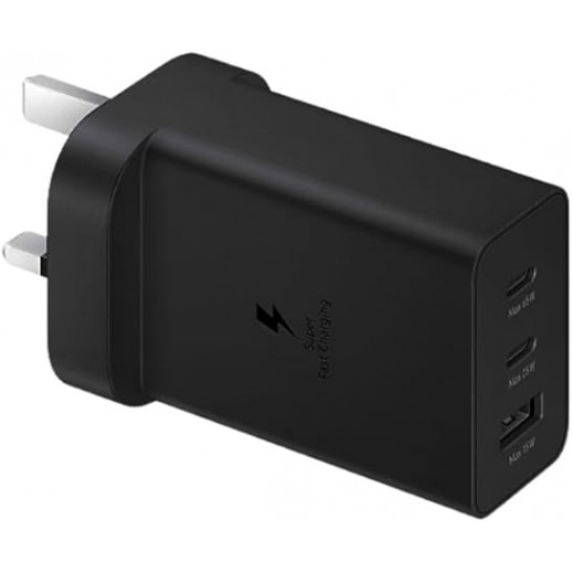 سامسونج محول طاقة 65 وات بتقنية الشحن السريع PD ثلاثي المنافذ (2 منفذ USB-C ومنفذ USB-A) - أسود
