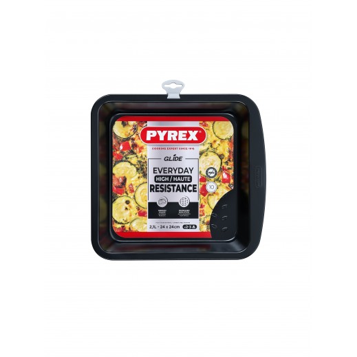 بايركس - صينية تحميص مربعة 2.1 لتر - 24 × 24 × 4 سم - يتم التوصيل بواسطة Taw9eel Trading Co Delivery within 3 Working Days