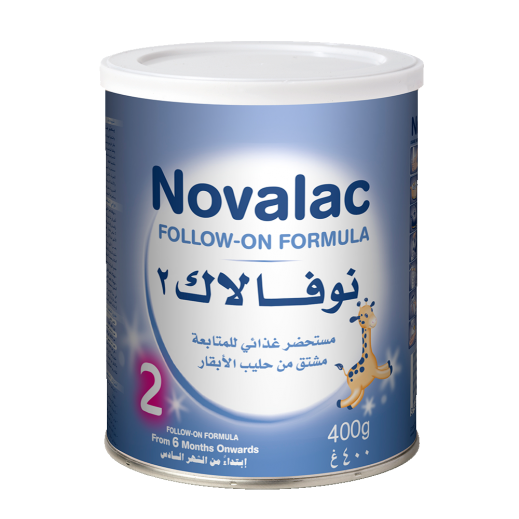 نوفالاك 2 حليب للمتابعة مشتق من حليب البقر من عمر 6 إلى 12 شهر - 400 جم - يتم التوصيل بواسطة توصيل فاست
