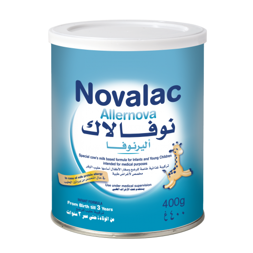 نوفالاك أليرنوفا تركيبة حليب للتحسس من بروتين الحليب من الولاده إلى 3 سنوات - 400 جم
