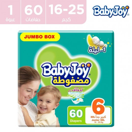 بيبي جوي حفاضات دايموند مضغوطة حجم كبير جدا مقاس 6 (16+ كجم) 60 حفاضة - يتم التوصيل بواسطة توصيل فاست