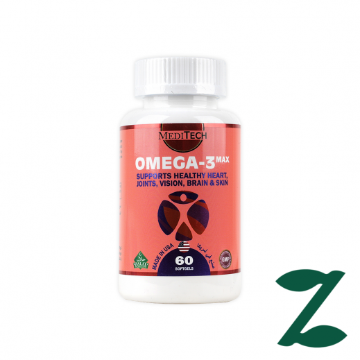 Meditech Omega-3Max 60 Softgels - يتم التوصيل بواسطة صيدلية فارمازون  - خلال ساعتين