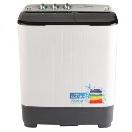 وانسا غسالة ملابس بحوضين سعة 7 كجم - لون أبيض مع غطاء رمادي - يتم التوصيل بواسطة Xcite فى خلال 3 ايام عمل