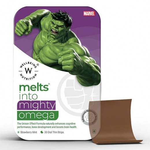Wellbeing Melts Into Kids Mighty Omega 30 Strips-Boys - يتم التوصيل بواسطة صيدلية فارمازون  - خلال ساعتين