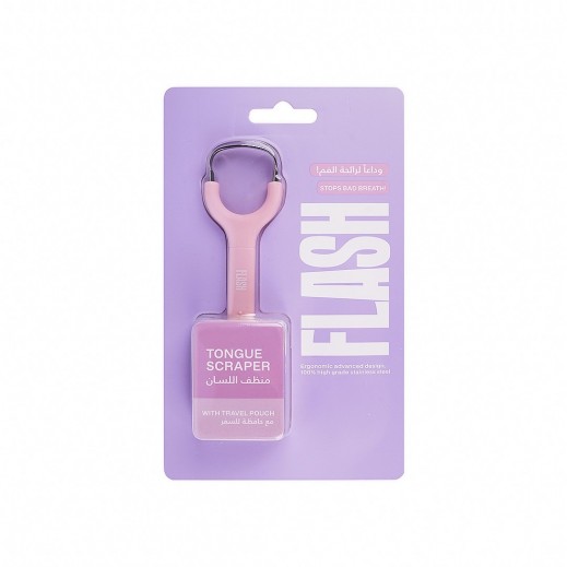 Flash Tongue Scraper Pink - يتم التوصيل بواسطة صيدلية فارمازون  - خلال ساعتين