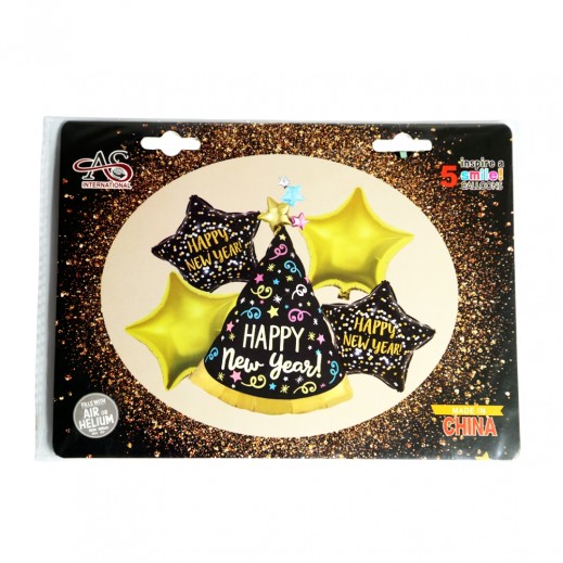 باقة بالونات رأس السنة الجديدة 5 قطع - يتم التوصيل بواسطة توصيل فاست