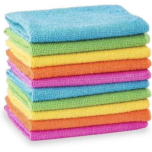 قطعة قماش للتنظيف من المايكروفايبر 10 قطع بألوان متنوعة - يتم التوصيل بواسطة توصيل فاست