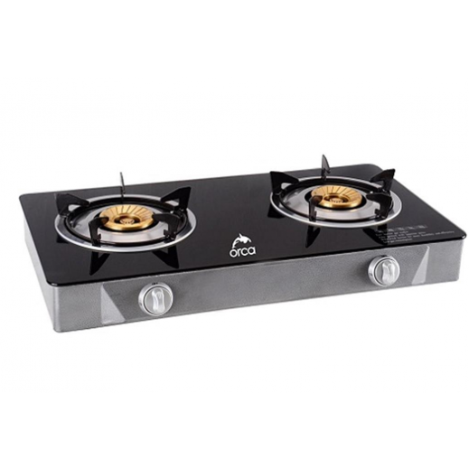 اوركا - طباخ غاز 2 شعلة يوضع على طاولة - اسود وفضى