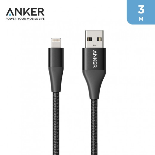 انكر - كيبل Lightning باور لاين+ بطول 3 م – اسود - يتم التوصيل بواسطة توصيل فاست