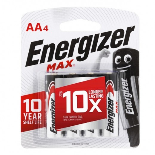إنرجايزر – بطارية الكالين AA حجم 1.5 فولت  – عبوة 4 حبة - يتم التوصيل بواسطة توصيل فاست
